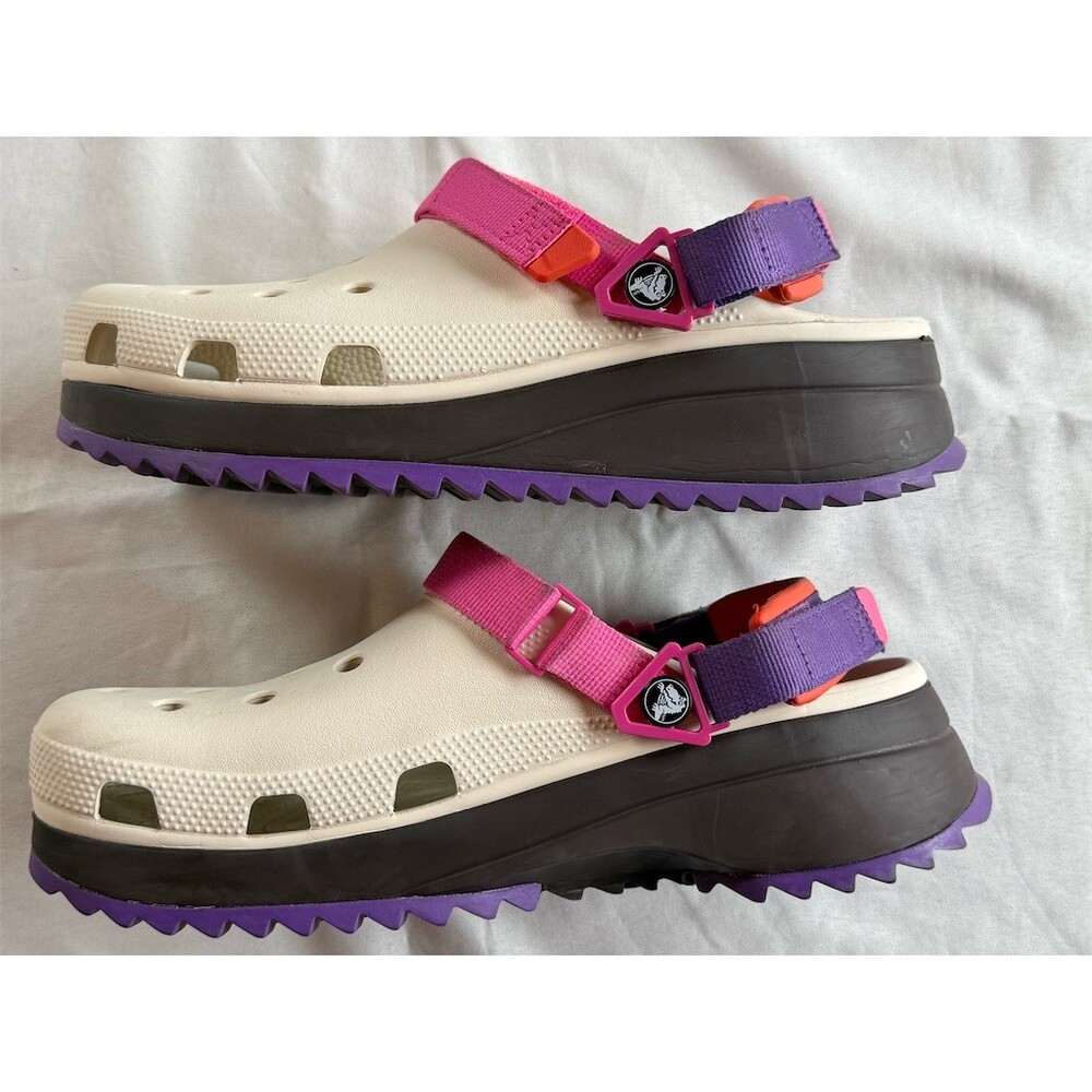 Crocs Classic Hiker Clog Multicolor Platform Trail Sole Pink Strap Mens 11